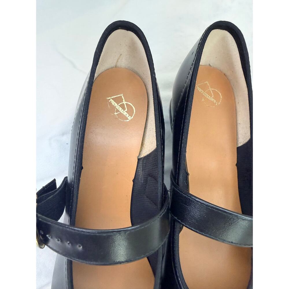 Vintage Promenaders Leather Mary Jane Dance Shoes Block Gold Buckle Size 5.5 N - Picture 2 of 9